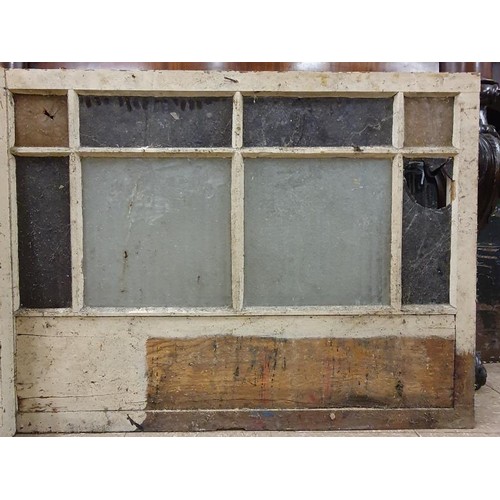 23 - Original Painted Pine and Multi-Coloured Glass Panel, Shop Privacy Section for a Counter Top, c.39.5... 