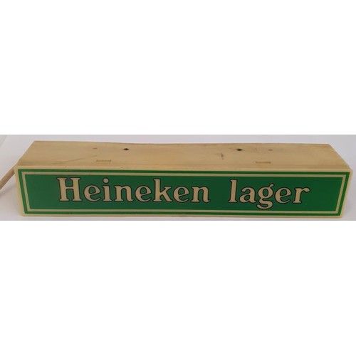 37 - Original Heineken Lager Vintage Shelf Light (working), c.12in x 2in
