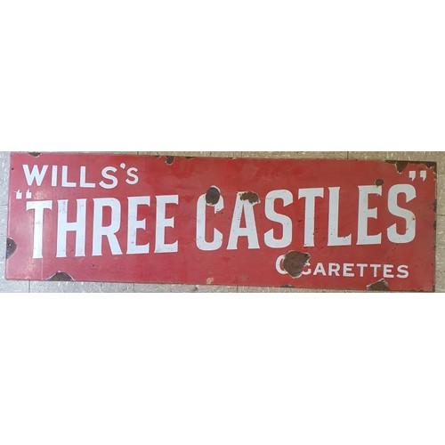 39 - Wills's Three Castles Cigarettes Enamel Advertising Sign, c.48in x 14.5in