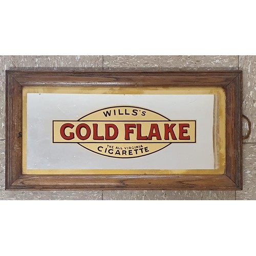 62 - Good and Original Wills's Gold Flake Cigarettes Advertising Mirror in original oak frame, c.20in wid... 