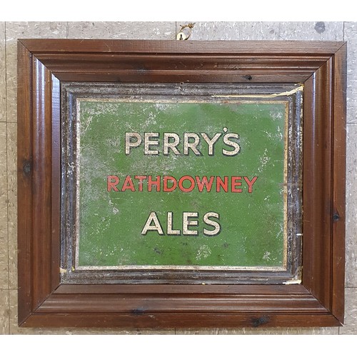 68 - Original Perry's Rathdowney Ales Victorian Advertising Sign, c.13in x 9in