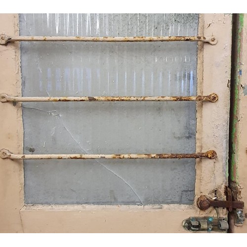 93 - Original Pair of Front Double Doors for Billy Martin's Pub, complete with security bars, hinges and ... 