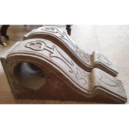 94 - Pair of 19th Century Hand Carved Pine Shop Front Corbels each carved with Irish harps. c.21in tall, ... 