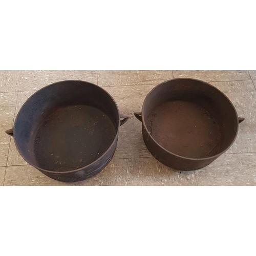 125 - Two Antique Metal Pot Bakers, largest - c.13.5in diam, 8in tall with lid (2)