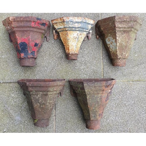 131 - Collection of Five 19th Century Cast Iron Water Hoppers