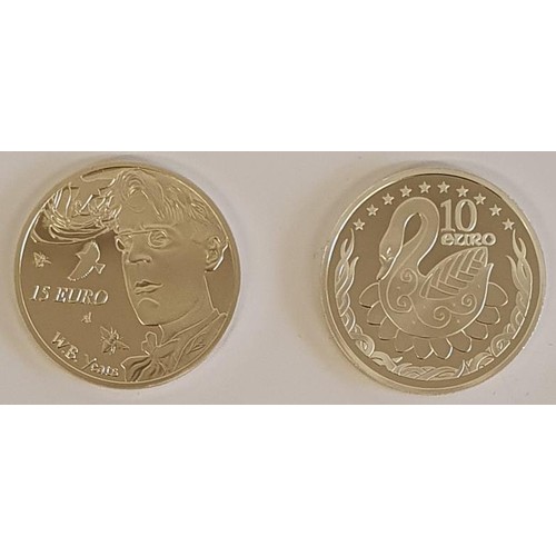 191 - Ireland: 2015 &euro;15 Silver Proof Coin - W B Yeats. Ltd Edit No. 143 of 8,000; and 2004 &euro;10 C... 