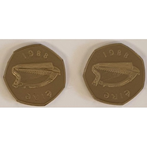 193 - Ireland - 1988 Cupro-Nickel Proof Fifty Pence Coin, in original Central Bank of Ireland Box with Cer... 