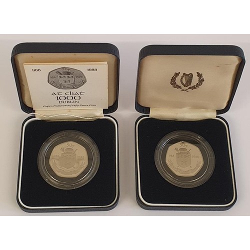 193 - Ireland - 1988 Cupro-Nickel Proof Fifty Pence Coin, in original Central Bank of Ireland Box with Cer... 