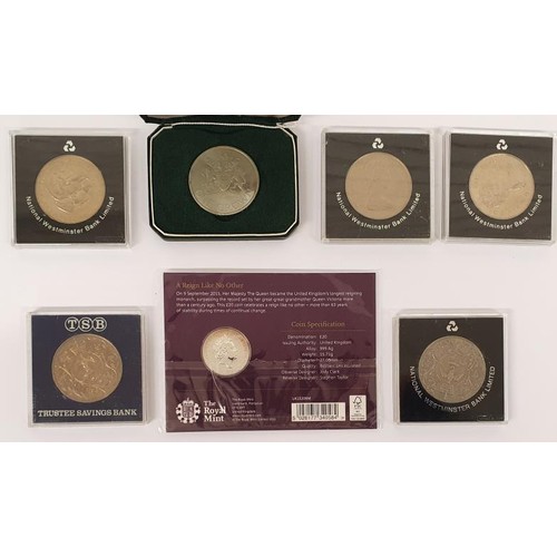 196 - GB - A Collection of Proof Crowns - 1977 Elizabeth II Silver Jubilee x 2; 1980 The Queen Mother 80th... 