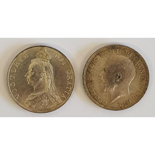 202 - GB - 1887 Silver Florin; and a 1916 Silver Florin (2)