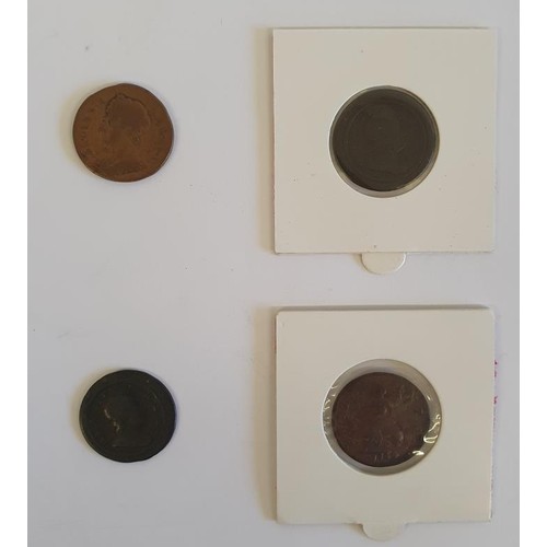 204 - GB - 1672 Charles II Farthing; 1719 George I Farthing; 1721 George I Farthing; 1744 George II Farthi... 