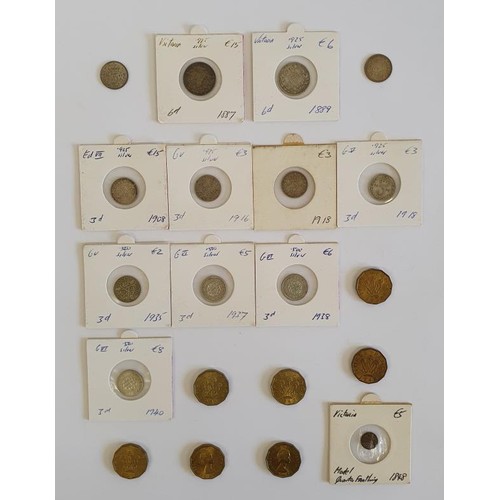 211 - GB - 1948 Brass 3p; 1887 Victorian 6d etc. (20 coins)