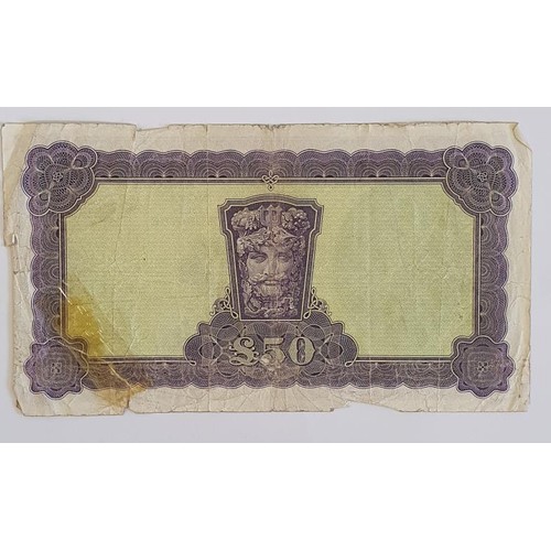 214 - Ireland A Series (Lady Lavery) &pound;50 Bank Note, 4-4-77