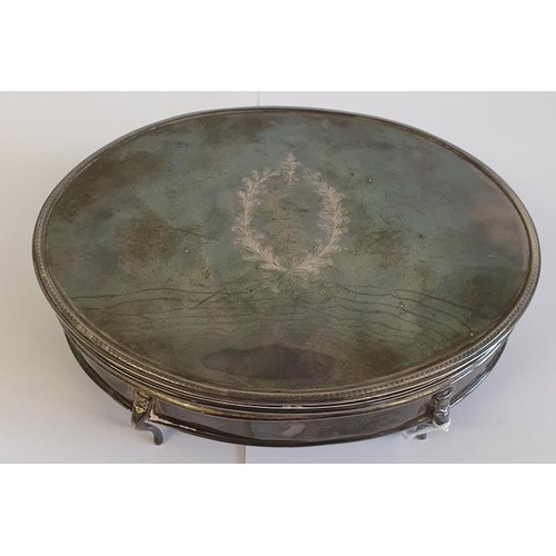 217 - Very Fine Quality Silver Trinket Box of oval outline and raised on four legs, and with vacant cartou... 