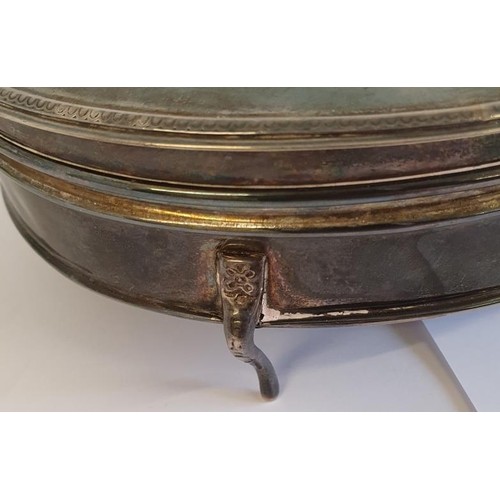 217 - Very Fine Quality Silver Trinket Box of oval outline and raised on four legs, and with vacant cartou... 