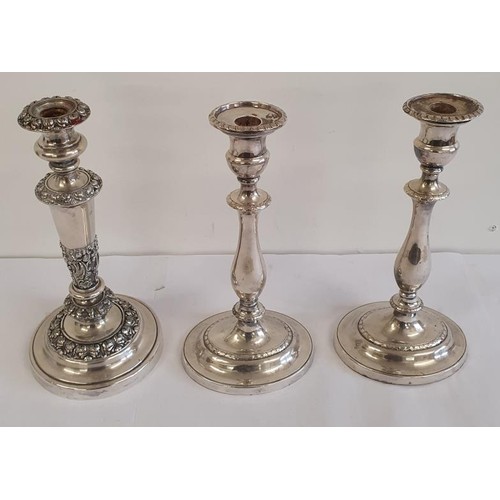 240 - Pair of 19th/20th Century Silver Plated Candlesticks and another similar pair (4)
