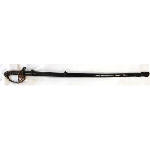 292 - British Rifle Officer's Sword, 1827 Pattern Sword with gilt decorated hilt and in Steel Scabbard