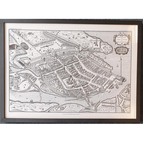 446 - Framed Map - Galway, the Capital of Connaught in the Kingdom of Ireland, 1651. Drawn and engraved fo... 