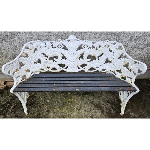 Georgian Cast Iron Garden Seat with elaborate cast decoration, c.5ft long