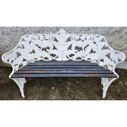 454 - Georgian Cast Iron Garden Seat with elaborate cast decoration, c.5ft long