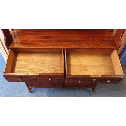 459 - Very Nice Georgian Mahogany Side Cabinet with gallery back over waterfall shelves and all above a pa... 