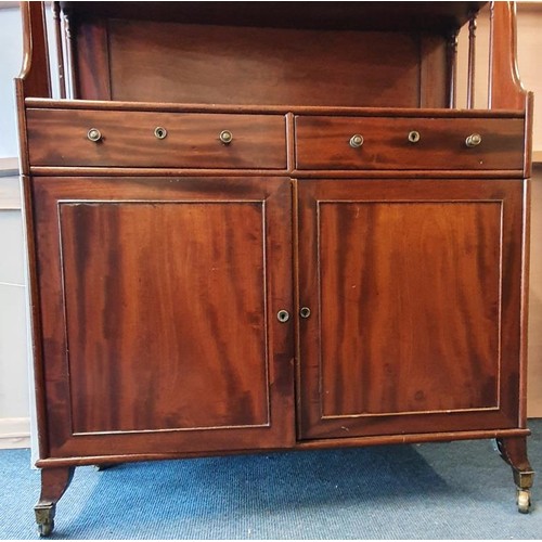 459 - Very Nice Georgian Mahogany Side Cabinet with gallery back over waterfall shelves and all above a pa... 