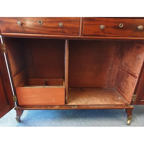 459 - Very Nice Georgian Mahogany Side Cabinet with gallery back over waterfall shelves and all above a pa... 