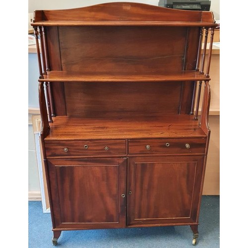 459 - Very Nice Georgian Mahogany Side Cabinet with gallery back over waterfall shelves and all above a pa... 