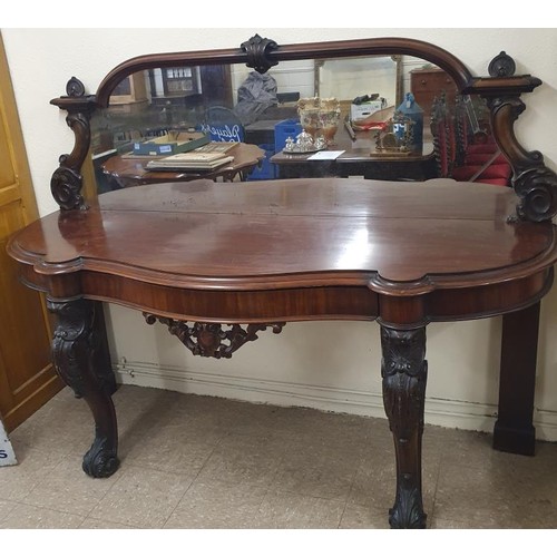 460 - Very Fine Quality Victorian Mahogany Sideboard, the carved and shaped mirror (original pane) back ab... 