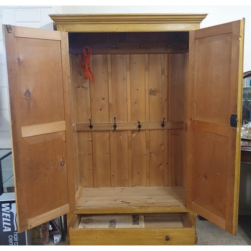 461 - 19th Century Pine Two Door Panelled Press with a moulded top above the panelled doors and sides over... 