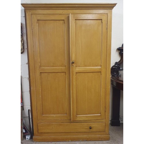 461 - 19th Century Pine Two Door Panelled Press with a moulded top above the panelled doors and sides over... 