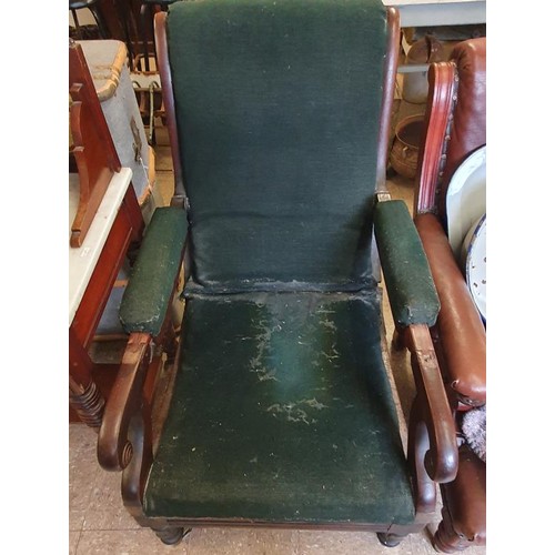 470 - Substantial William IV Reclining Mahogany Armchair with Integral Footstool. A lever beneath each of ... 