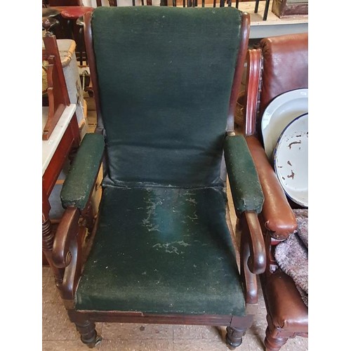 470 - Substantial William IV Reclining Mahogany Armchair with Integral Footstool. A lever beneath each of ... 