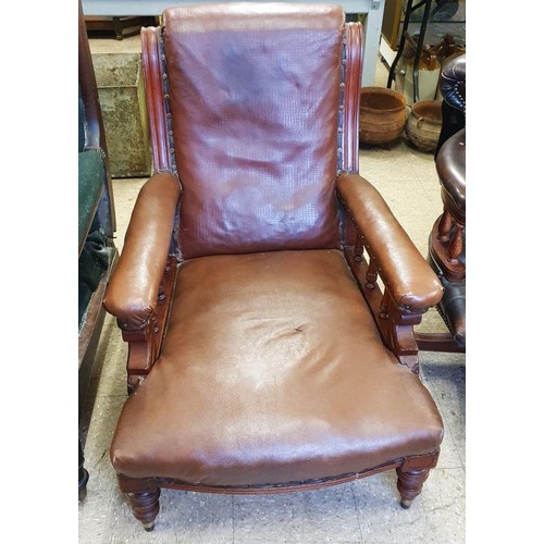 471 - Late Victorian (c.1890) Mahogany Open Frame Gentleman's Armchair, c.29in wide