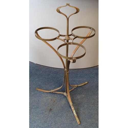 477 - Art Nouveau Brass Three Section Plant Holder, 28in tall