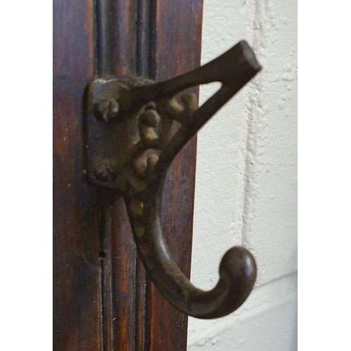 484 - Impressive Edwardian Oak and Tile Back Hallstand with glove drawer, c.38in wide, 90in tall