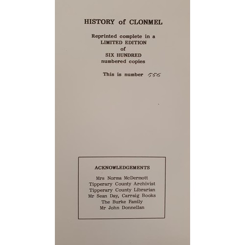 24 - History of Clonmel Burke, William P. Published by Kilkenny: Roberts Books, 1983. Limited Edition, ha... 