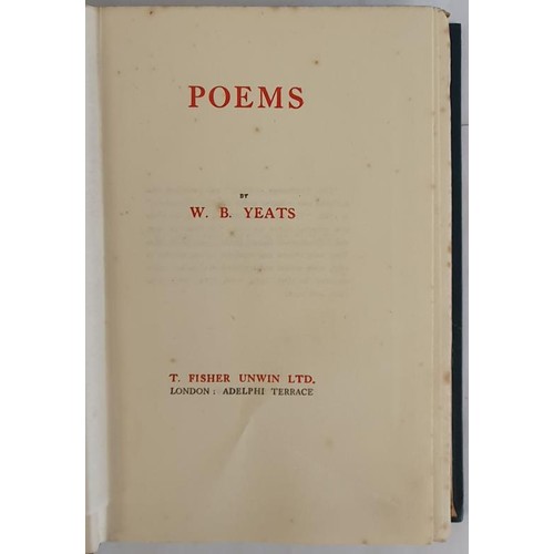 140 - W.B. Yeats. Poems. 1920. Fine original blind stamped cloth with gilt spine designed by Althea Gyles.... 