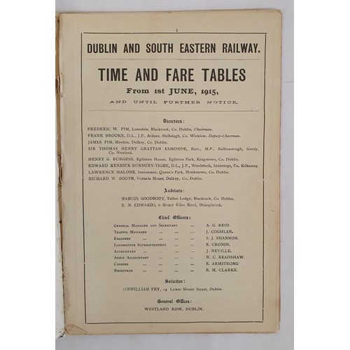 183 - Dublin and South Eastern Railway. Time & Fare Tables. New and Picturesque Route to Waterford. Br... 