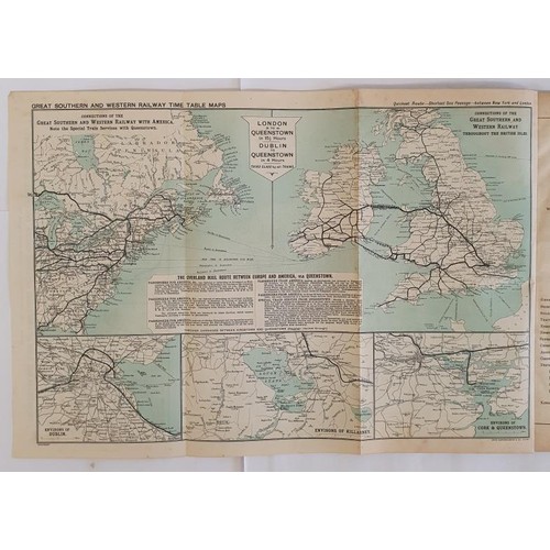 184 - Great Southern & Western Railway. Time & Fare Tables. October 1906. Large format. Map of rai... 