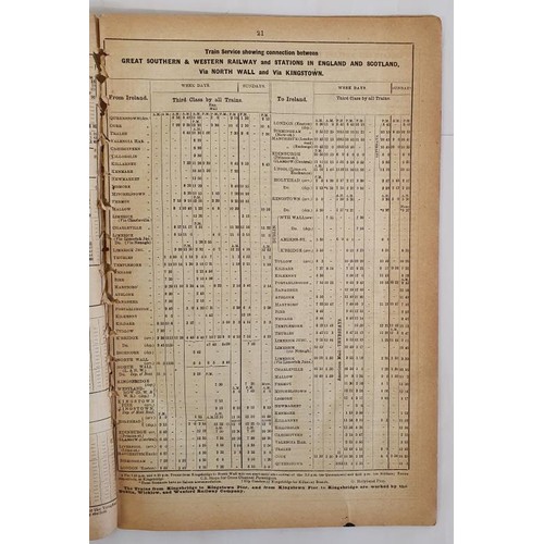 184 - Great Southern & Western Railway. Time & Fare Tables. October 1906. Large format. Map of rai... 