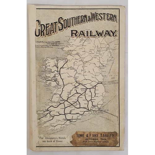 184 - Great Southern & Western Railway. Time & Fare Tables. October 1906. Large format. Map of rai... 