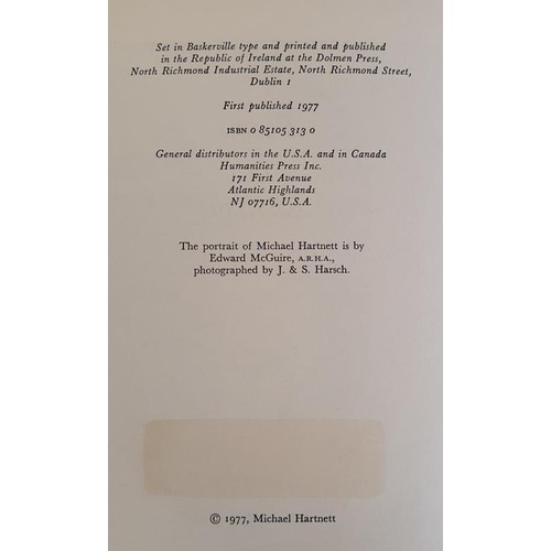 218 - Poems in English Hartnett, Michael Published by Dolmen Press, 1977. 1st Ed . HB DJ