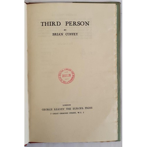 219 - Third Person COFFEY, Brian Published by George Reavey , The Europa Press, London, 1938. Dust Jacket.... 