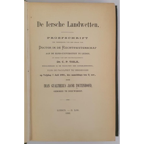 252 - Der Iersche Landwetten, 8vo,h/b; Leiden 1893; maps, propositions, some folding’ appendices; . ... 