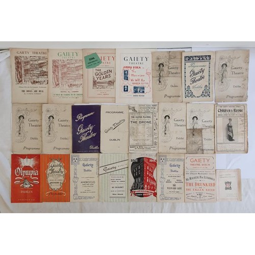 271 - Gaiety Theatre, Dublin. Programmes. 1915 on; Ulster Players, 1922; O’Mara Opera company 1920; etc. f... 