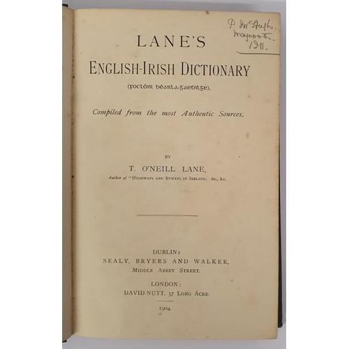 301 - Irish Language: Lane's English-Irish Dictionary by T O Neill Lane, 1904