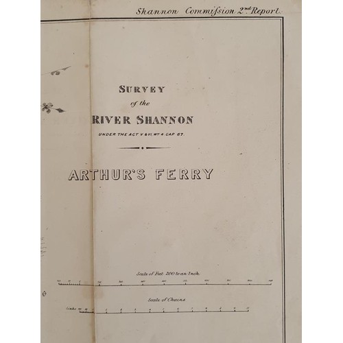 336 - [1837 Map] Shannon Commission Report. Survey of the River Shannon. Arthur’s Ferry, County Lime... 