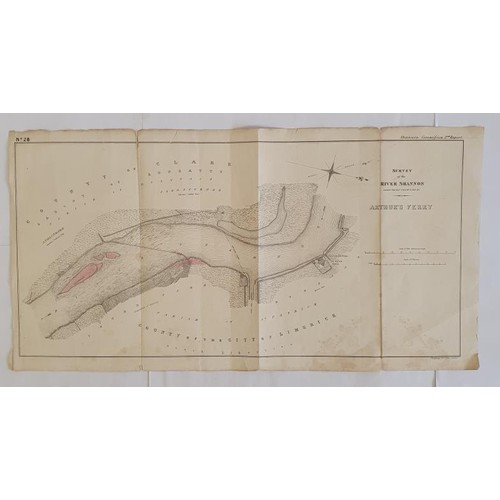 336 - [1837 Map] Shannon Commission Report. Survey of the River Shannon. Arthur’s Ferry, County Lime... 