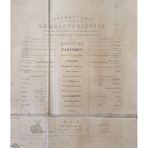 343 - 1845 Canvas backed Map of Cork County , names of Baronies, Parishes,Townlands, Cities and Market Tow... 